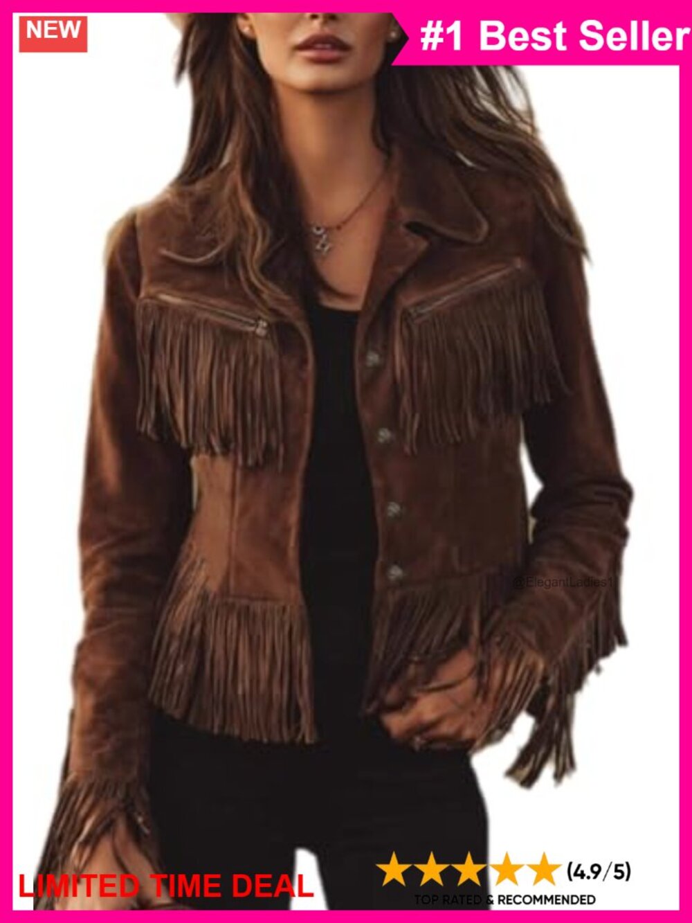 Faux Suede Fringe Jacket Long Sleeve Western Cowgirl Casual Fall